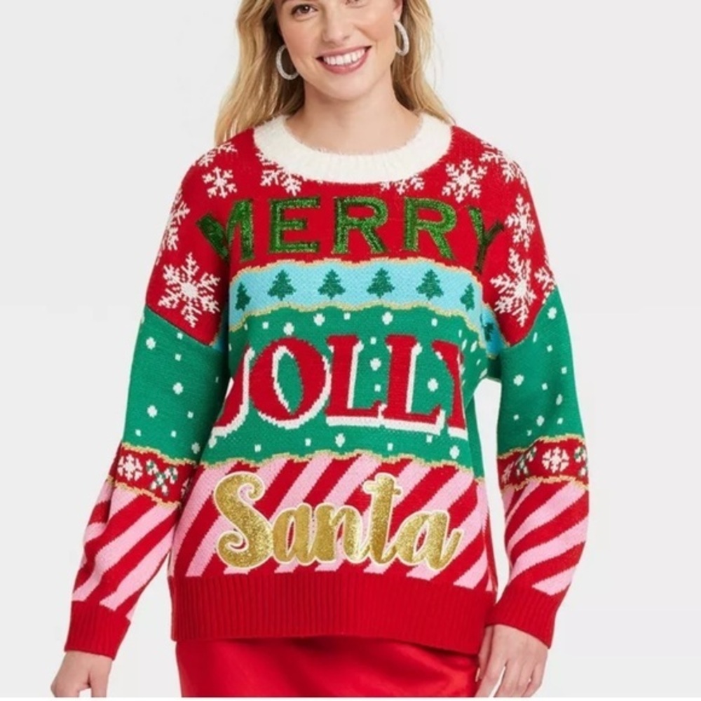 33 degrees woman's Merry Jolly Santa ugly Christmas sweater size XXL